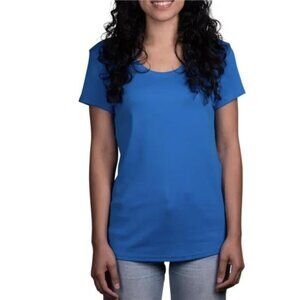 Kirkland Signature Women's Scoop Neck Short Sleeve Pima Cotton (Blue, X-Large)